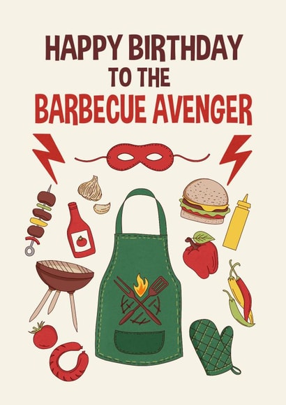 Funny birthday card - for bbq fan - Barbecue Avenger created by Kasia Cards