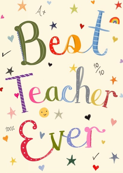 Best Teacher Ever card created by Love Lucy Illustration