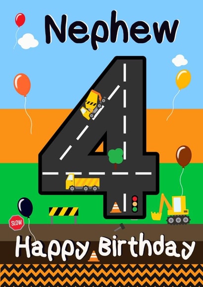 Cute digger Happy 4th Birthday Nephew Card created by Kerrylovescards