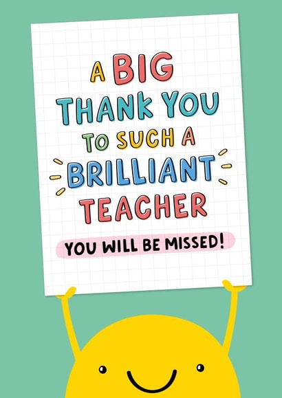 Cute Thank You Teacher Miss You Card created by Macie Dot Doodles