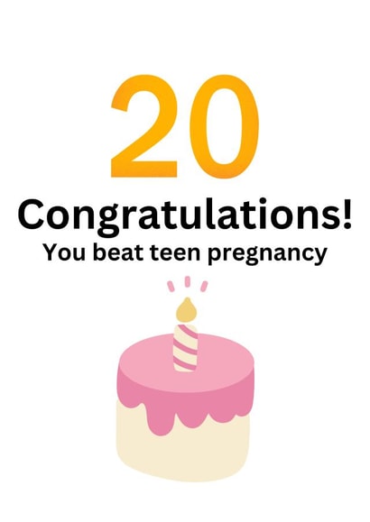 Funny 20th Birthday Card - You Beat Teen Pregnancy! created by BearlyCreative