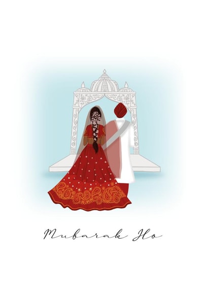 Indian Wedding Card - Mubarak Ho created by ROSHAH DESIGNS