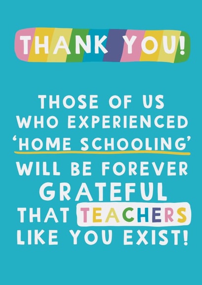 Thank you Teacher card - Parents - Home School created by Giddy Kipper