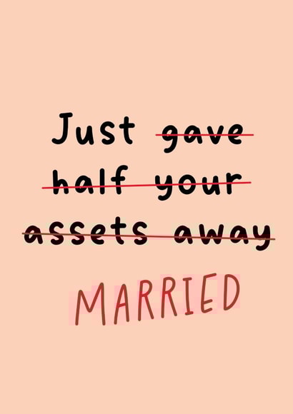 Cheeky Wedding Card - Just Married created by Pack a Punch Designs