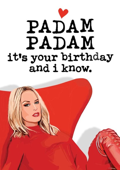 Funny Birthday Card - Kylie Minogue - Padam Padam created by Mrs Best Paper Co.