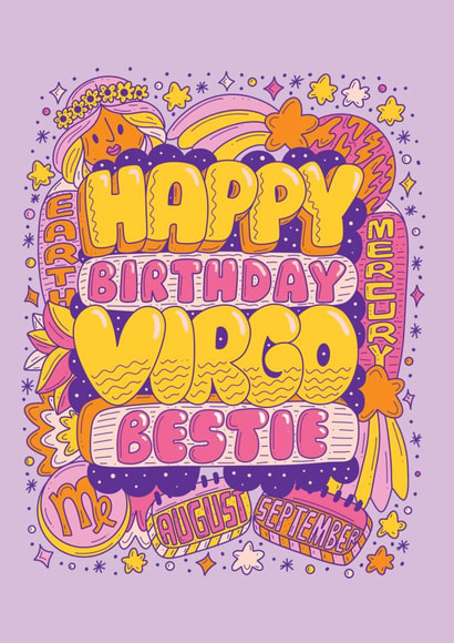 Cute Birthday Card - Virgo Zodiac Sign created by Harkiran Kalsi
