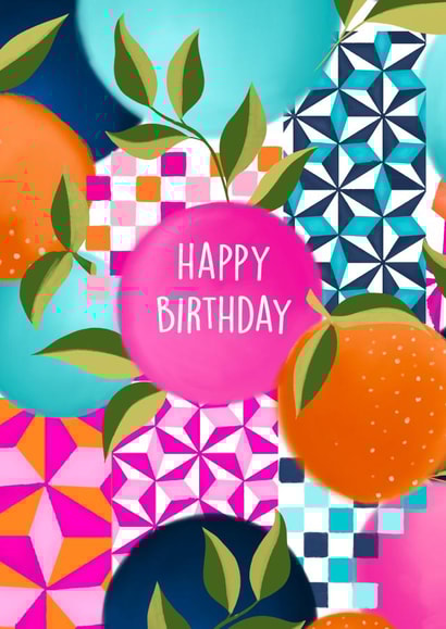 Pretty Birthday Card - Summer Print - Oranges created by Poppy & Mabel