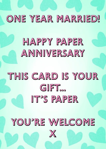 Cheeky Anniversary Card - 1st - Paper created by Poppy & Mabel 