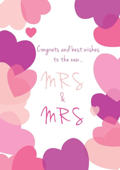 Fun love heart card for the happy female couple getting married created by DECKLED EDGE LTD