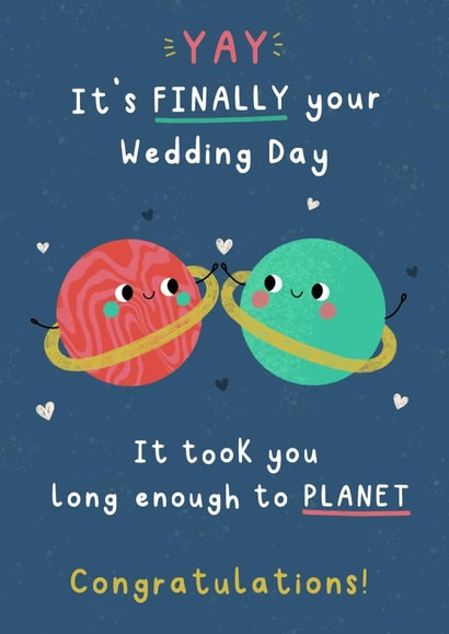 Funny Wedding Card - Planets created by Jess Moorhouse