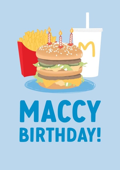 Funny Birthday Card for Friend - McDonald's created by The Cake Thief