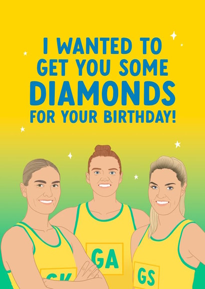 Funny Birthday Card - Australian Diamonds Netball created by The Cake Thief