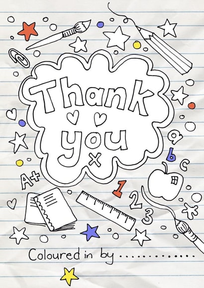 Colour In Thank You Card - Teacher created by Kate Garrett