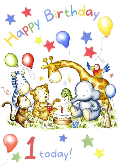 First birthday jungle card created by Kate Garrett