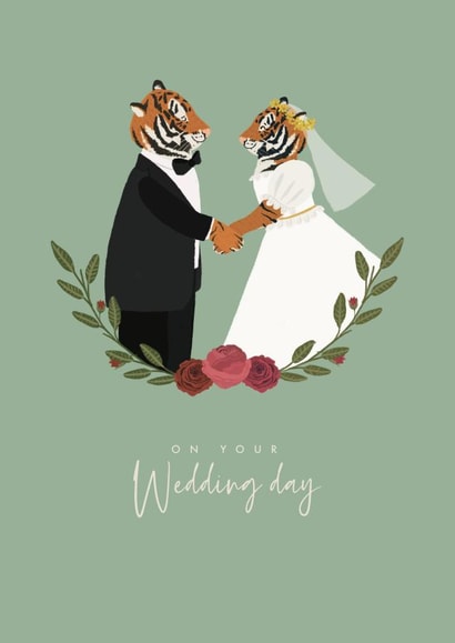 Pretty cute animal tiger wedding card created by Lily and Daisy