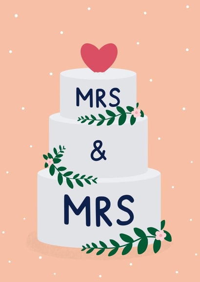 Cute Wedding Card - Cake - Mrs and Mrs created by Jeff and the Squirrel