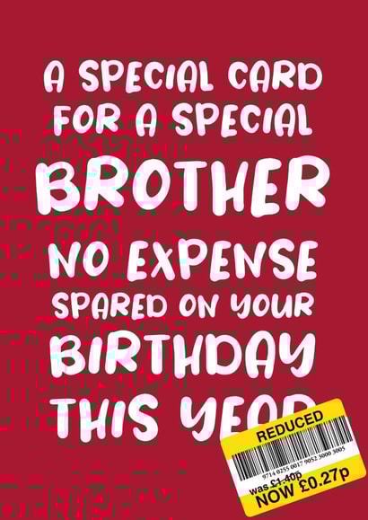 Cheeky Birthday Card for Brother 'No Expense Spared' created by Absolutely Bananas Co.