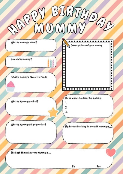 Fun, interactive Happy Birthday Mummy Card created by Oh So Jottie Designs