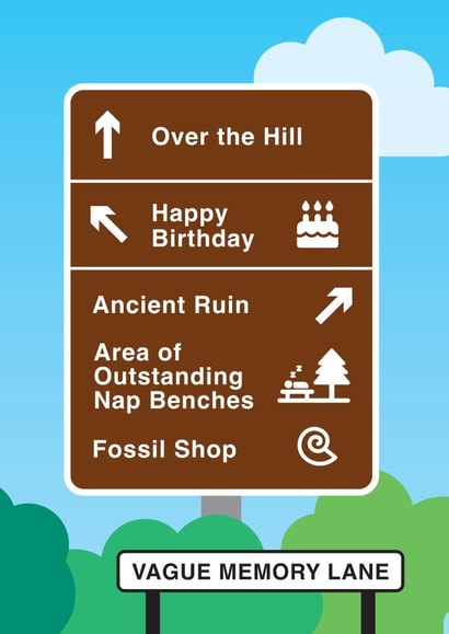 Over the Hill Birthday Card - Driving - Road sign - Cheeky and funny created by Hello Squid