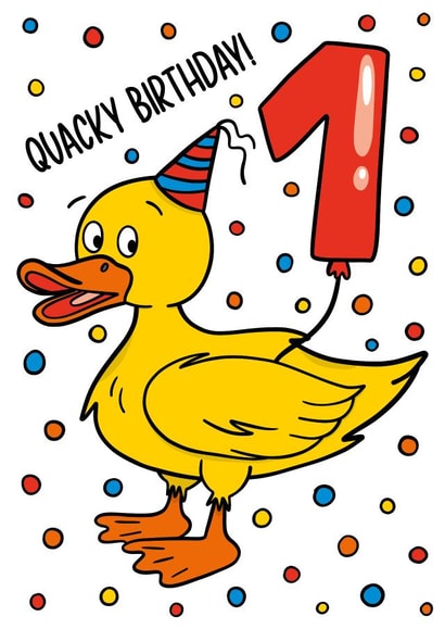 Duck 1st Birthday Card | Cute Birthday Card for Child created by TeePee Creations