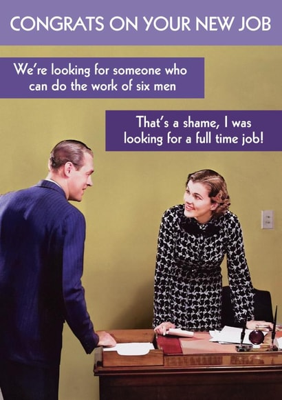 Funny New Job Congratulations card - retro styled humour created by Quitting Hollywood