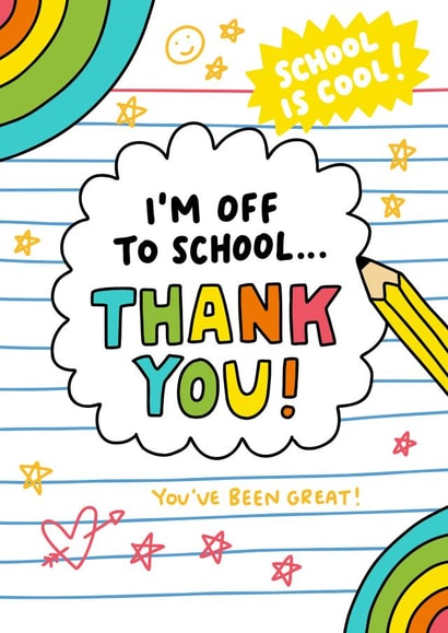 Cute Thank You Card - I'm Off To School created by Angela Chick
