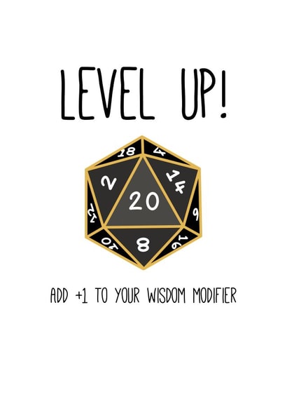 Dungeons And Dragons ‘Level Up’ Birthday Card - Funny D&D Adventure Card created by Olivia