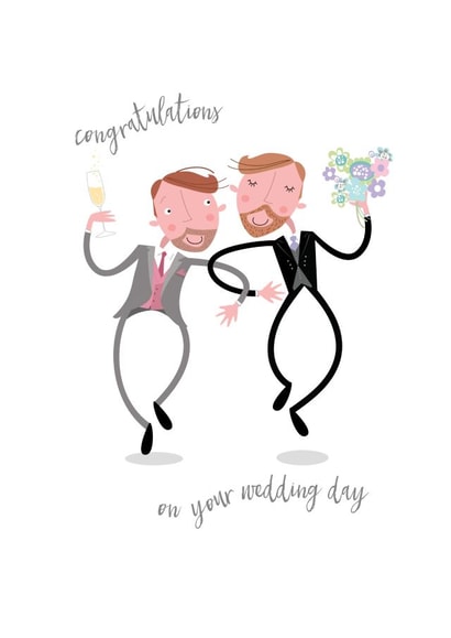 Cute Wedding Card - Gay Couple - Congratulations created by Pink Pig
