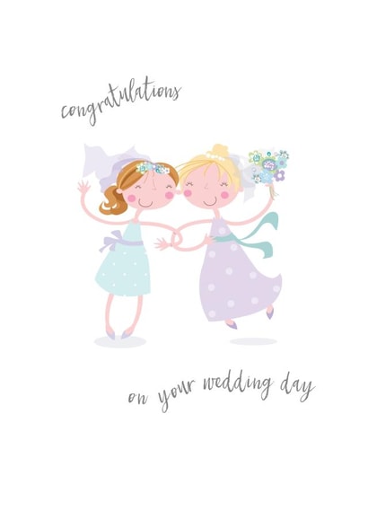 Cute Wedding Card - Lesbian Couple - Congratulations created by Pink Pig