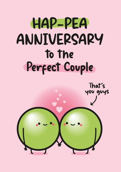 Cute Anniversary Card - Perfect Couple - Pea Pun created by Twisted Haggis