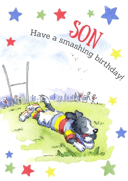 Traditional Birthday Card - Rugby - Son created by Kate Garrett