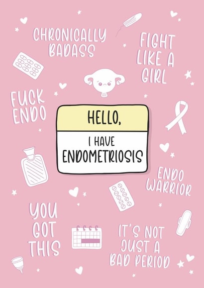 Endometriosis Card - Chronic Illness Endo Warrior Positivity Card created by Lola