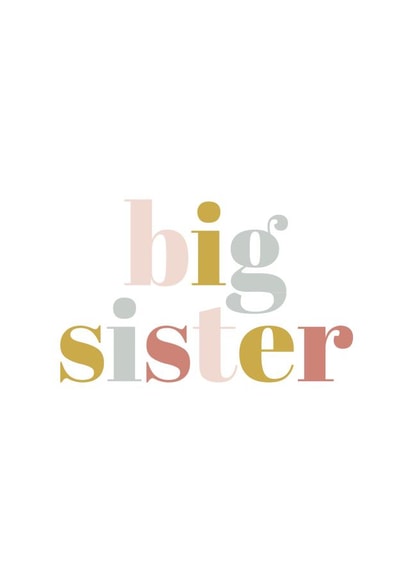 Pretty New Baby Card - Big Sister created by BeauPrintBoutique