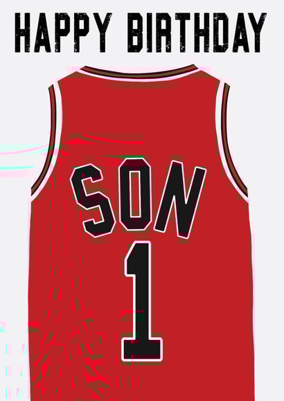 Chicago Bulls Inspired, Basketball Jersey Birthday Card For A Number One Son created by Courtside