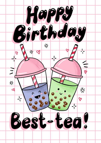 Cute Birthday Card - Bubble Tea created by Jessie Maeve Studio