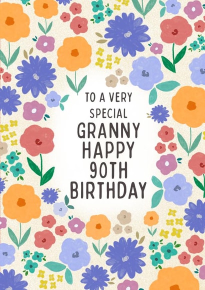 Pretty 90th Birthday Card - Granny - Floral created by Sarah Corcoran