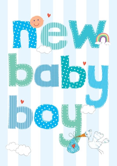 Pretty New Baby Card - Boy - Stitched created by Rosie Shell