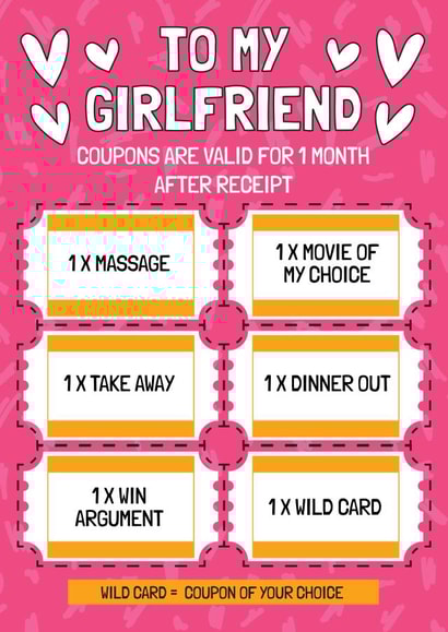 Funny Anniversary Card - Girlfriend - Voucher/Coupon created by AbiGoLucky