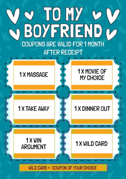 Funny Anniversary Card - Boyfriend - Voucher/Coupon created by AbiGoLucky