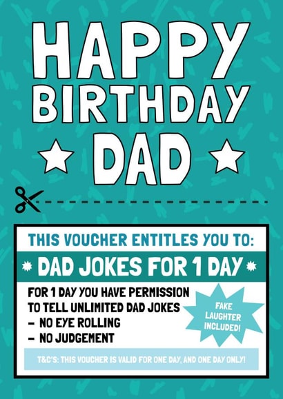 Funny Birthday Card - Dad Joke Voucher - Coupon created by AbiGoLucky