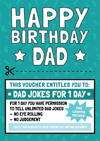 Funny Birthday Cards Funny Joke Voucher Card For Dad Best