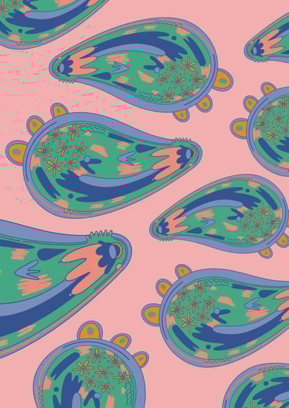 Cute Paisley Pattern Design, blank message created by Alice's Illustrations