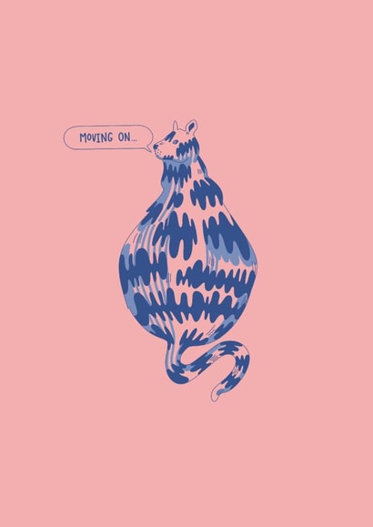 A card for someone leaving or after a break-up, this Cat doesn't look back. created by Alice's Illustrations