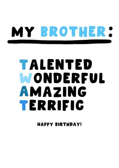 Cheeky Birthday Card - Brother - Twat created by Pink Peach Cards