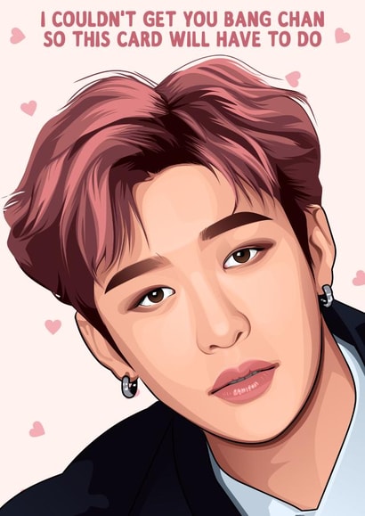 Bang Chan from Stray Kids Greetings Card - K-Pop Birthday Card created by Lottie & Lova