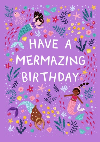 Pretty Birthday Card - Mermaids - Have a Mermazing Day created by Pear Tree Press