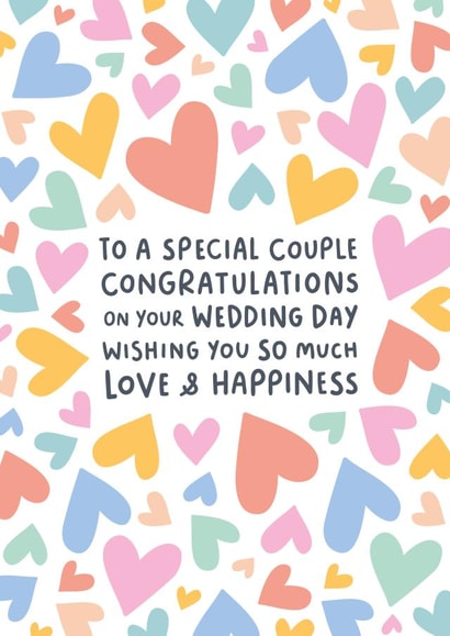 Cute Wedding Day Card - Special Couple - Hearts - Love created by Fliss Muir