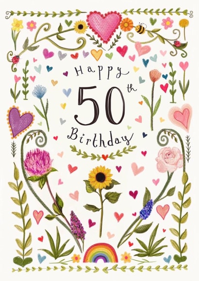 Pretty Birthday Card - 50th - Floral created by Love Lucy Illustration
