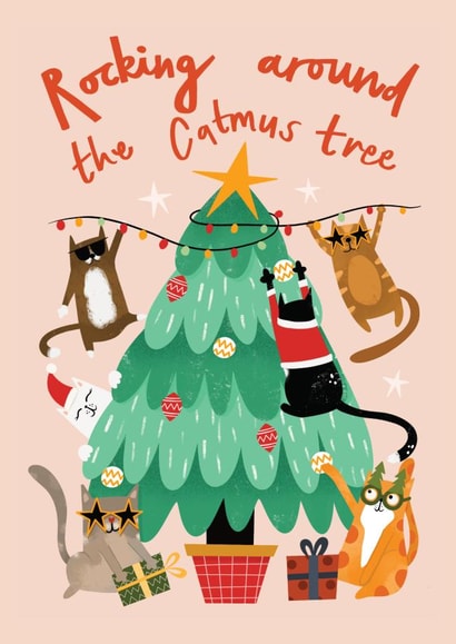 Funny Christmas Card - Cats - Rocking Around the Tree created by AbiGoLucky