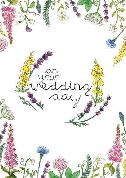 Floral Wedding Card for Botanical Theme - The Happy Couple - On Your Wedding Day created by Vicky Kuhn